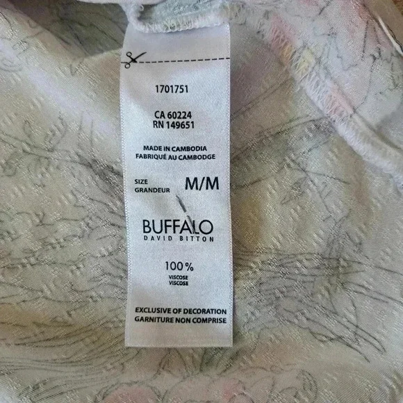 Buffalo David Bitton Floral Blouse Lightweight Flowy Top Medium White Pink Green - Picture 6 of 11